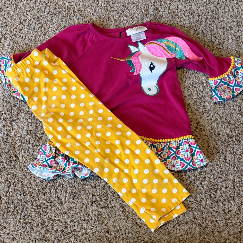 Emily Rose Pink Unicorn Glitter Top